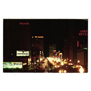 Canal Street At Night New Orleans Louisiana Vintage Postcard 1975 Plastichrome
